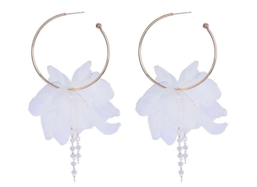 White satin and stone hoops
