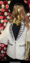 Load image into Gallery viewer, Genese White Blazer With Lace Cape Sleews