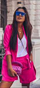 Pink blazer and short set