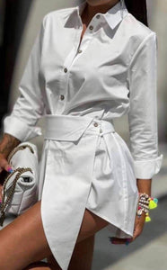 White with matching belt
